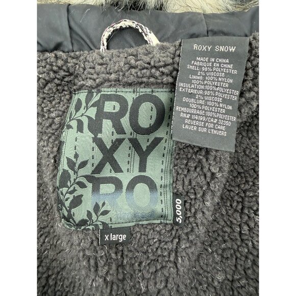 Vtg Y2K Roxy Snowboard Jacket Limited 5K Faux Fur Toggle Plaid Coat | Snow Bunny - Picture 13 of 15